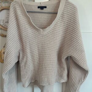 American Eagle Outfitters Women's Beige V-Neck Sweater